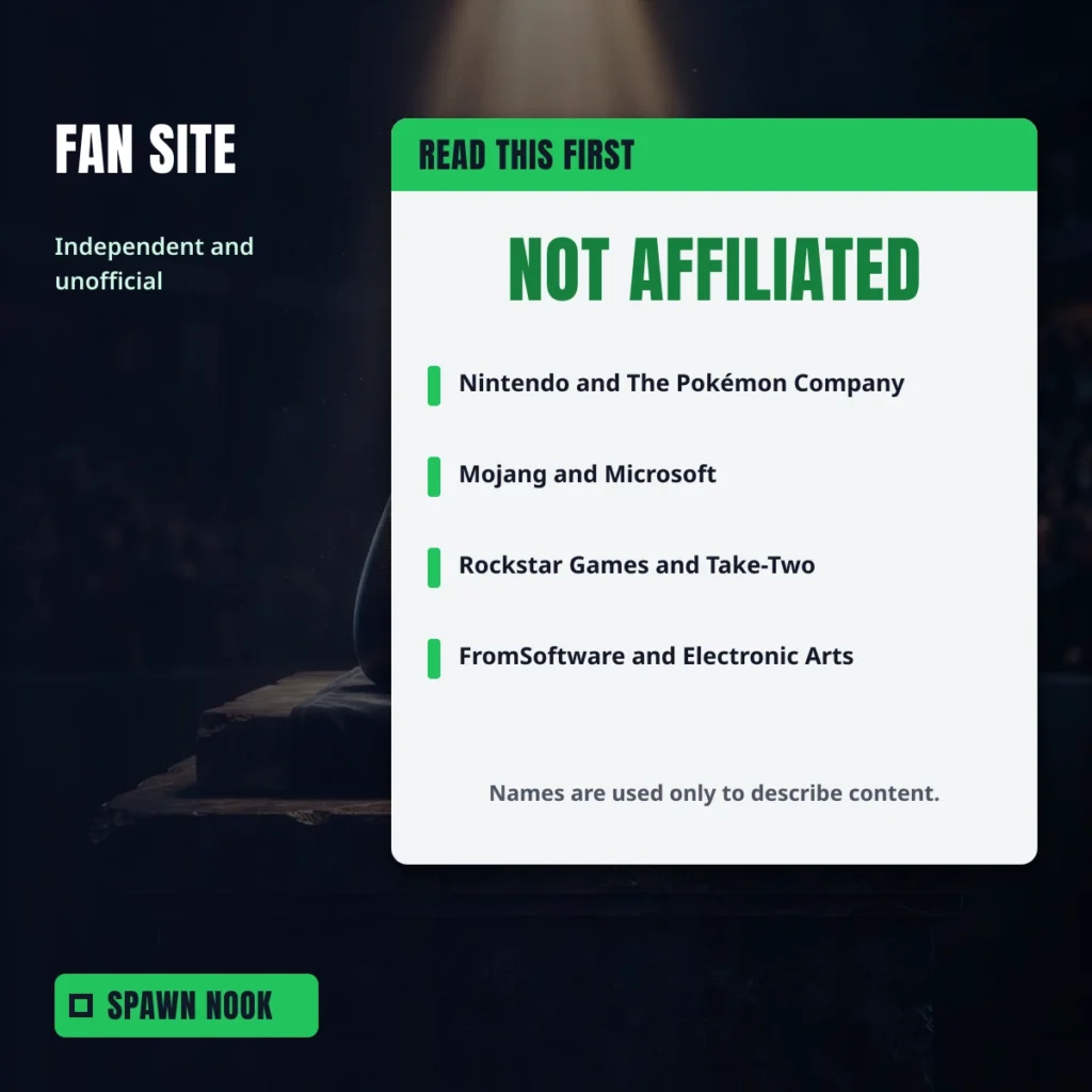 Disclaimer: Spawn Nook is an independent fan site and not affiliated with Nintendo, Mojang, Rockstar or other publishers